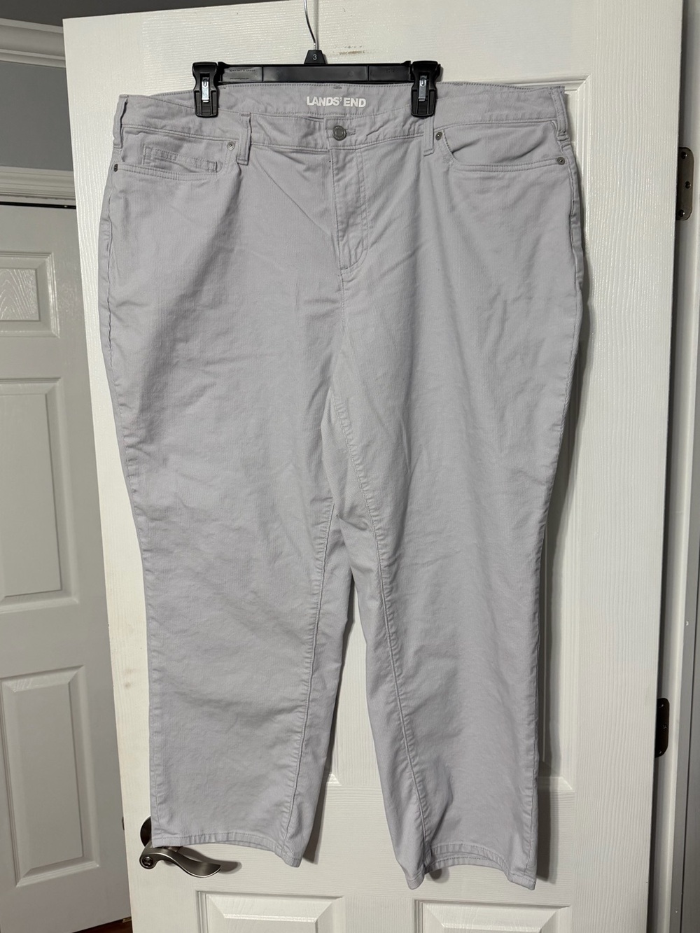 Lands' End Women's Plus Size Light Gray Corduroy Straight-Leg Pants